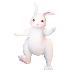 3D rendering cute moon rabbit, mid autumn festival bunny