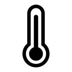 Black single thermometer line icon, simple weather tool flat design vector pictogram, infographic vector for app logo web website button banner ui ux interface elements isolated on white background - obrazy, fototapety, plakaty