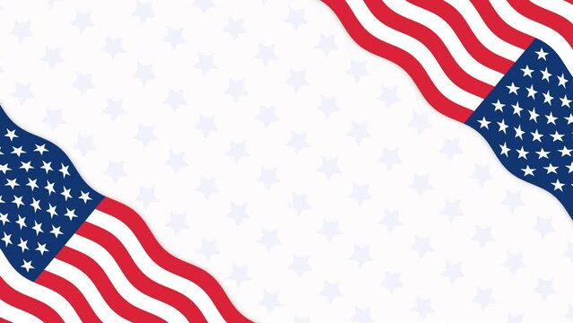 4K USA Flag Background Animation. American Flag transition on star pattern background