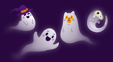 CARTOON HALLOWEEN GHOST VECTOR COLLECTION
