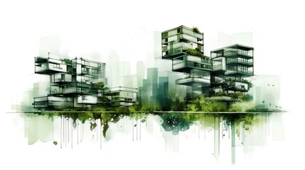 Concept of a sustainable and green residential house project. Blending of innovative architecture with eco conscious elements, inspiring future of environmentally friendly living spaces. Generative A