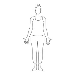 Line art of woman doing Yoga in mountain pose vector.