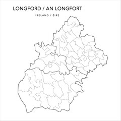 Vector Map of County Longford (Countae an Longfoirt) with the Administrative Borders of County, Districts, Local Electoral Areas and Electoral Divisions from 2018 to 2023 - Republic of Ireland