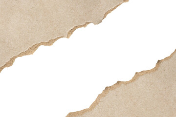 Gray ripped paper torn edges strips isolated on white background