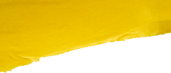 Yellow ripped paper torn edges strips isolated on white background