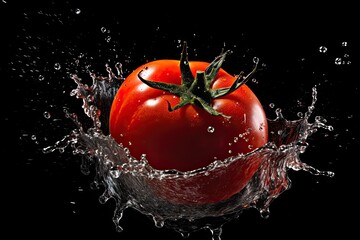 Tomato Splash On Black Background