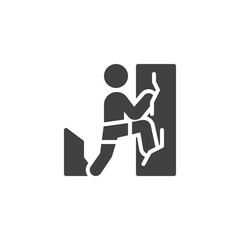 Rock climbing vector icon