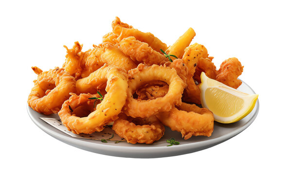 Fried calamari isolated - Generative AI