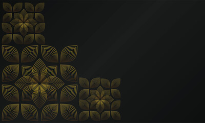 Abstract black background with golden elements.