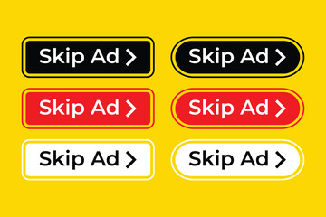 Skip ad button icons and sign vector design. The symbol for social media elements.