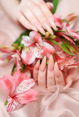Elegant pastel pink natural manicure.
