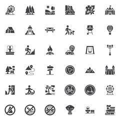Park and outdoors vector icons set