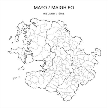 Vector Map of County Mayo (Countae Maigh Eo) with the Administrative Borders of County, Districts, Local Electoral Areas and Electoral Divisions from 2018 to 2023 - Republic of Ireland