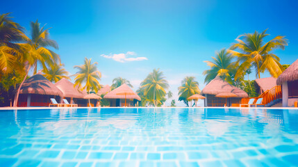 Fototapeta na wymiar swimming pool resort in hot summer ai generative