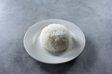 Fototapeta na wymiar A view of a plate of steamed white rice.