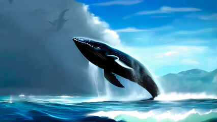 Fototapeta premium Majestic Giants of the Sea: Beholding the Grace and Power of Whales