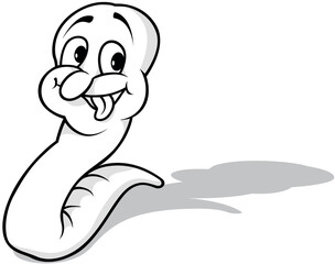 Drawing of a Funny Earthworm with its Tongue Sticking Out