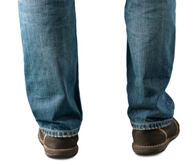 Human legs with jeans and sneaker shoes