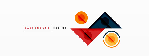 Colorful triangles and round shapes background. Template for wallpaper, banner, presentation, background