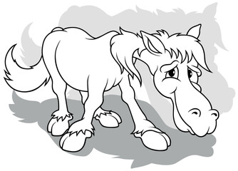 Drawing of a Standing Horse from Front View