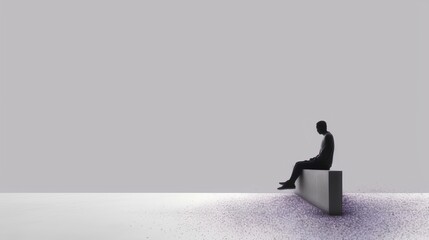 Concept of depression and mental health issues, depicting a person appearing sad and slumped, symbolizing their personal inner struggle, emotional pain and isolation. Generative AI