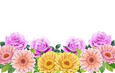 薔薇とガーベラの華やかなフレーム