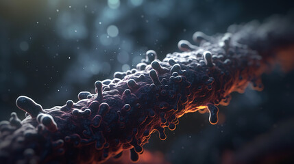 Rod-shaped  bacterium, bacillus, microscopic view, generative AI