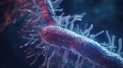 Rod-shaped  bacteria, bacillus, microscopic view, generative AI