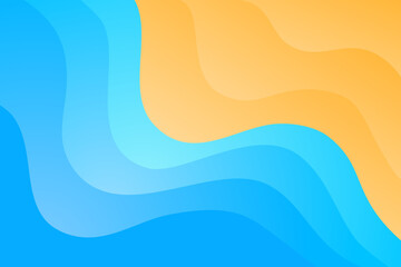 Wave Beach Summer Background  Sea Ocean Coast Water Vector Wallpaper Gradient Blue Color Curve Line Wavy. Summertime Holidays Vacation Traveling Voyage Relaxation Tropical Backdrop - obrazy, fototapety, plakaty