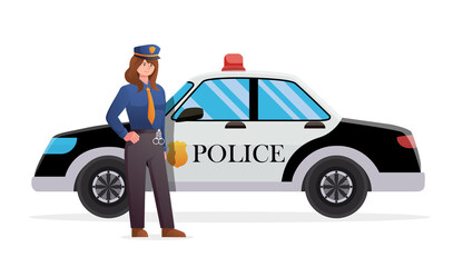 Police officer with police patrol car © santima.studio