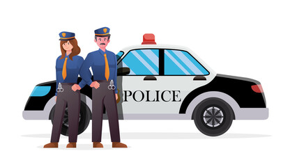 Police officer with police patrol car © santima.studio