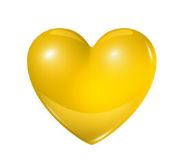 Yellow Heart isolated on transparent background