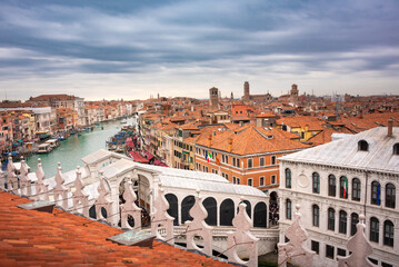 Fototapeta na wymiar Grand Canal with gondolas in Venice, Italy