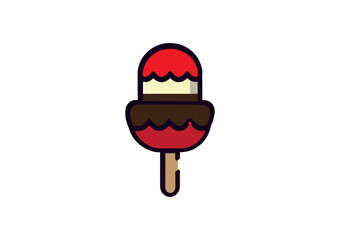 Melting pink ice cream on white. Vector illustration for web, design, and print. Ice Cream Vector Cute