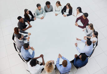 Meeting or conference, business meeting, discussion. View from above