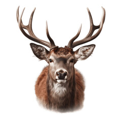 Isolated Deer Face Shot, Transparent Background. Generative AI