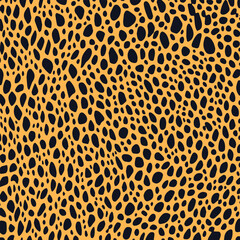 Leopard skin pattern with a mix of orange and black colors. Animal skin design for the fabric industry
