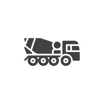Concrete mixer truck vector icon