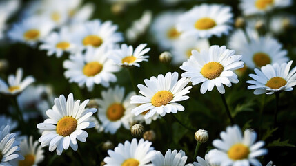 Ai generative.  White daisies as a  background.