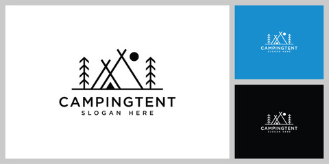 Flat design glamping logo design - obrazy, fototapety, plakaty