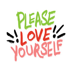 please love yourself quote creative hand drawn digital art work isolated on transparent background