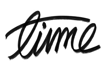 Time hand drawn typographic calligraphic digital design isolated on transparent background 