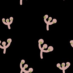 Flower floral pink green abstract black pattern