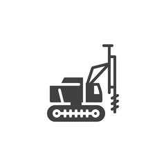 Pile drilling machine vector icon