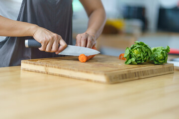 Prepare food  woman is preparing vegetable salad in the kitchen Healthy Food Healthy Cooking