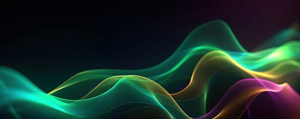 Obraz premium abstract futuristic background with green blue glowing neon moving high speed wave lines and bokeh lights. Data transfer concept Fantastic wallpaper, Ai Generative