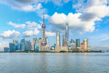 Famous building skyscrapers in downtown Shanghai