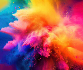 Colorful Powder Explosion on Black: Abstract and Dynamic. Multicolored Powder Splatter on White Background