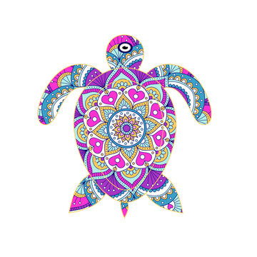 Vector colorful sea turtle arts isolated on White background