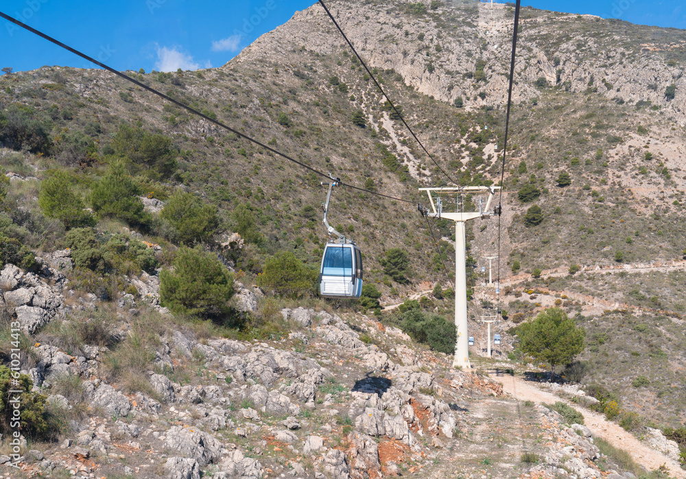 Wall mural cable car up mountain benalmadena costa del sol spain on monte calamorro tourist attraction